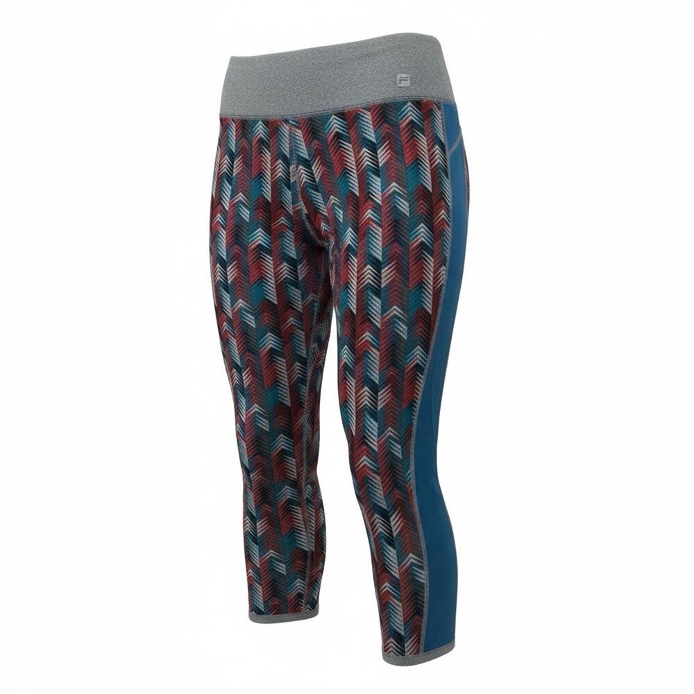 Fabletics Cropped Leggings Chevron Print Workout Yoga Athletic Multicolor Pocket